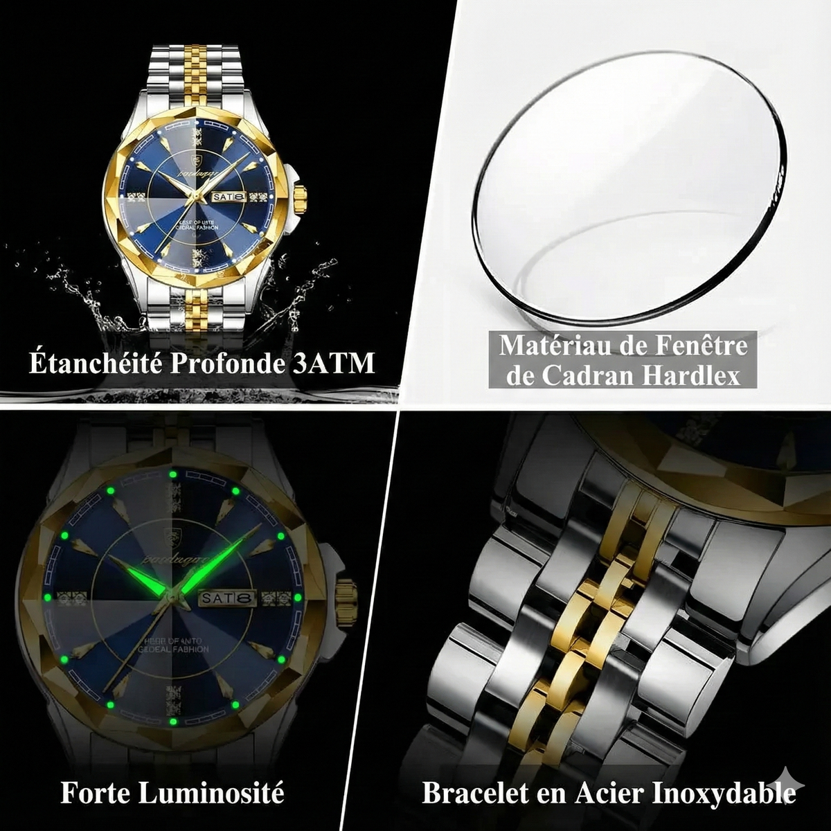 POEDAGAR™ Montre Homme Business – Acier Inoxydable, Élégance & Performance