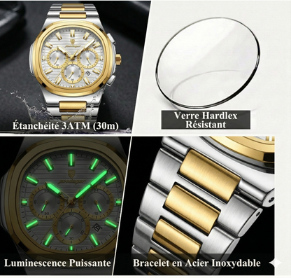 POEDAGAR™ Montre Homme Business – Acier Inoxydable, Élégance & Performance