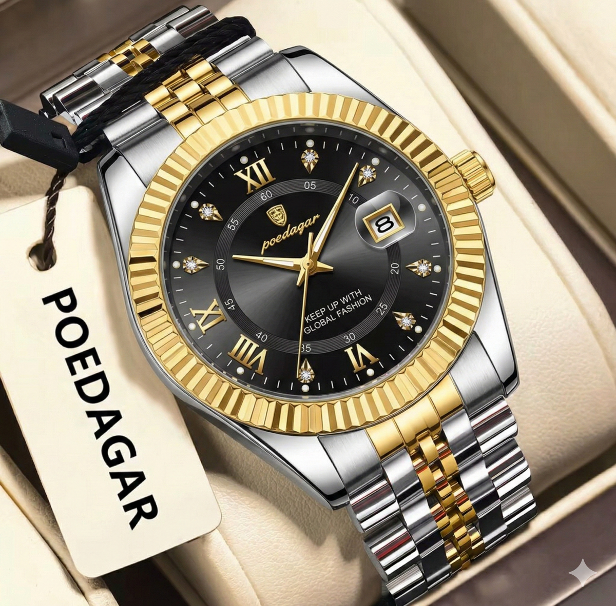 POEDAGAR™ Montre Homme Business – Acier Inoxydable, Élégance & Performance