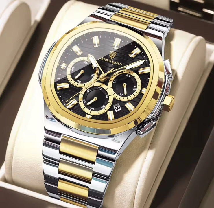 POEDAGAR™ Montre Homme Business – Acier Inoxydable, Élégance & Performance