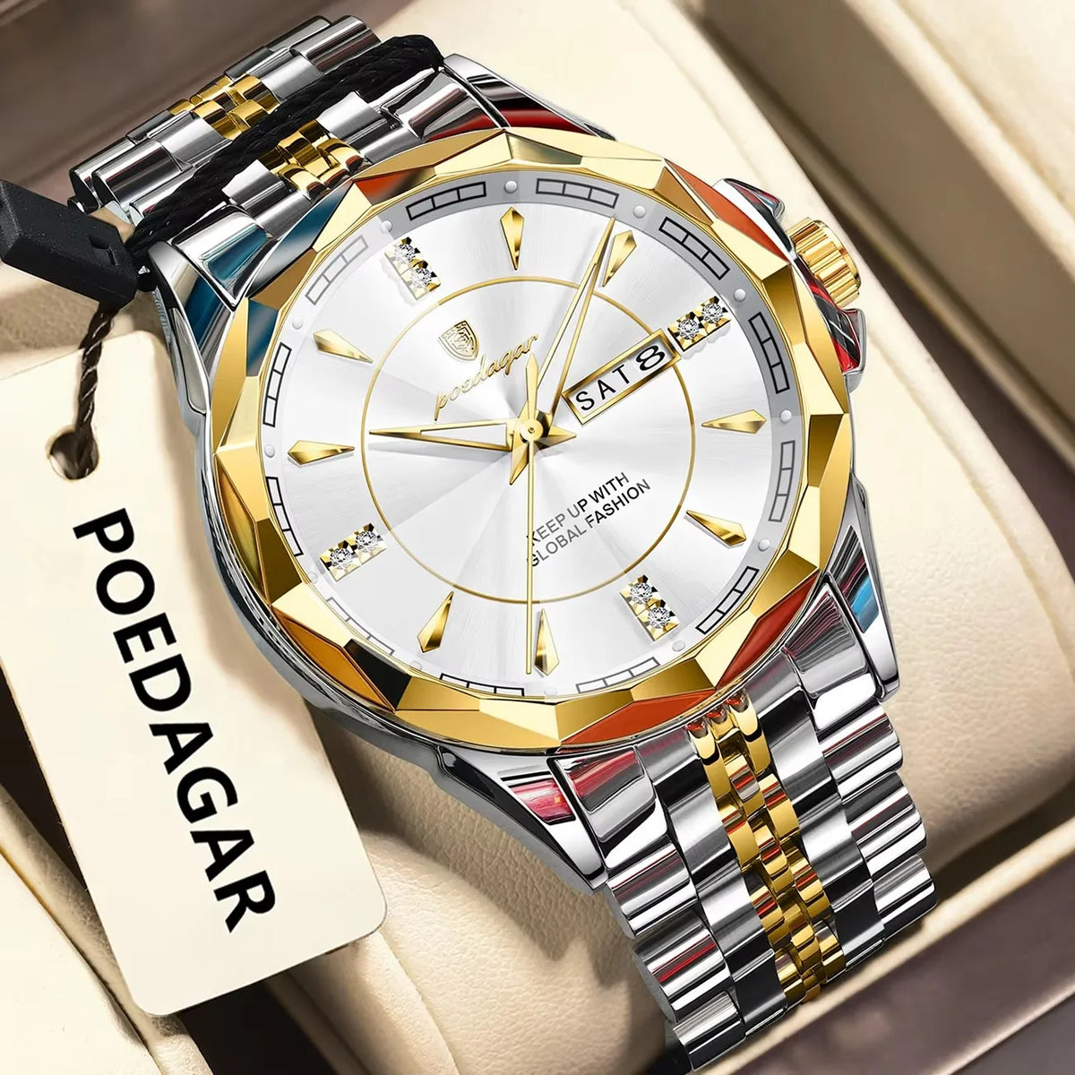 POEDAGAR™ Montre Homme Business – Acier Inoxydable, Élégance & Performance