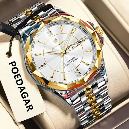 POEDAGAR™ Montre Homme Business – Acier Inoxydable, Élégance & Performance